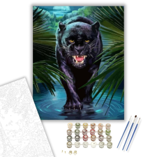 Számfestő.hu Fekete párduc - számfestő készlet – 40×50 cm (Keretre feszítve) kreatív és készségfejlesztő