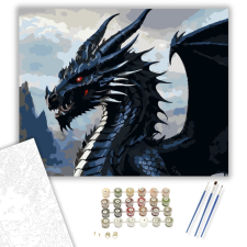 Számfestő.hu Fekete Sárkánykirálynő - számfestő készlet – 40×50 cm (Keretre feszítve) kreatív és készségfejlesztő