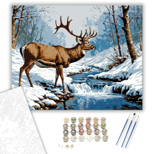 Számfestő.hu Fenséges Téli Szarvas – számfestő készlet – 40×50 cm (Keretre feszítve) kreatív és készségfejlesztő
