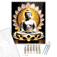 Számfestő.hu Fénylő Buddha Lótuszban - számfestő készlet – 60×70 cm (Keretre feszítve) kreatív és készségfejlesztő