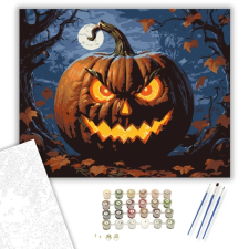 Számfestő.hu Fénylő szörnyeteg töklámpás - számfestő készlet – 80×100 cm (Keret nélkül) kreatív és készségfejlesztő