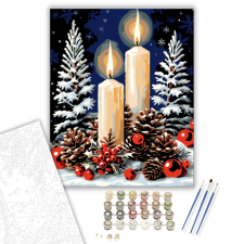 Számfestő.hu Fénylő Téli Gyertyafény - számfestő készlet – 40×50 cm (Keretre feszítve) kreatív és készségfejlesztő