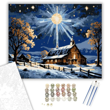 Számfestő.hu Fénylő Téli Temlom - számfestő készlet – 50×60 cm (Keretre feszítve) kreatív és készségfejlesztő