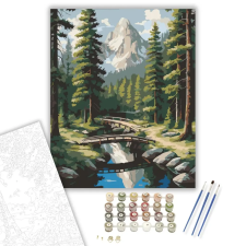 Számfestő.hu Fenyves Erdő Hegyi Táj - számfestő készlet – 80×100 cm (Keretre feszítve) kreatív és készségfejlesztő