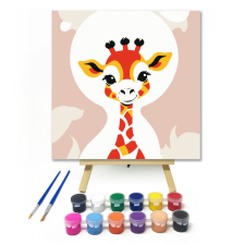 Számfestő.hu Fiatal zsiráf - gyerek számfestő készlet – 20×20 cm (Keretre feszítve) kreatív és készségfejlesztő