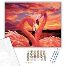 Számfestő.hu Flamingó pár - számfestő készlet – 40×50 cm (Keretre feszítve) kreatív és készségfejlesztő