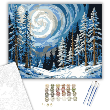 Számfestő.hu Forgó Téli Éjszaka - számfestő készlet – 40×50 cm (Keretre feszítve) kreatív és készségfejlesztő