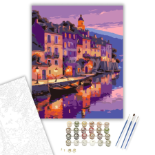 Számfestő.hu Francia Folyóparti Falu - számfestő készlet – 40×50 cm (Keretre feszítve) kreatív és készségfejlesztő