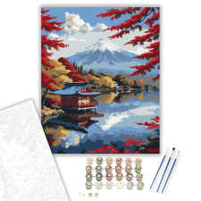 Számfestő.hu Fuji Hegy Őszi Tóparttal - számfestő készlet – 50×60 cm (Keretre feszítve) kreatív és készségfejlesztő