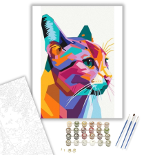 Számfestő.hu Geometriai Macska - számfestő készlet – 40×50 cm (Keretre feszítve) kreatív és készségfejlesztő