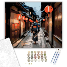 Számfestő.hu Gion Esti Utcája Geishákkal - számfestő készlet – 50×60 cm (Keretre feszítve) kreatív és készségfejlesztő