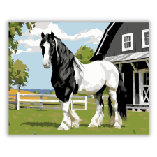 Számfestő.hu Gypsy Vanner Ló a Farm Előtt - számfestő készlet kreatív és készségfejlesztő