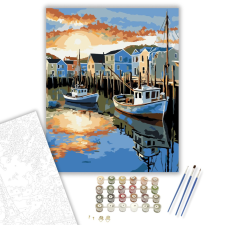 Számfestő.hu Halászhajók a Kikötőben - számfestő készlet – 40×50 cm (Keretre feszítve) kreatív és készségfejlesztő