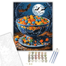 Számfestő.hu Halloween Cukorka Kavalkád - számfestő készlet – 80×100 cm (Keretre feszítve) kreatív és készségfejlesztő