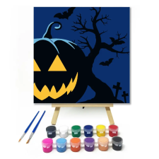 Számfestő.hu Halloween Éjjel - Halloweeni számfestő készlet – 30×30 cm (Keretre feszítve) kreatív és készségfejlesztő