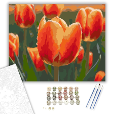 Számfestő.hu Harmatcseppes Narancs Tulipánok - számfestő készlet – 40×50 cm (Keretre feszítve) kreatív és készségfejlesztő