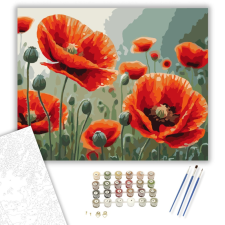 Számfestő.hu Harmatcseppes Pipacsok - számfestő készlet – 40×50 cm (Keretre feszítve) kreatív és készségfejlesztő