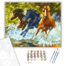 Számfestő.hu Három Ló - számfestő készlet – 40×50 cm (Keretre feszítve) kreatív és készségfejlesztő