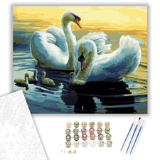 Számfestő.hu Hattyúcsalád - számfestő készlet – 40×50 cm (Keretre feszítve) kreatív és készségfejlesztő