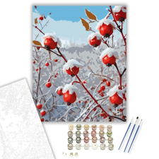 Számfestő.hu Havas Csipkebogyó Ágak - számfestő készlet – 50×60 cm (Keretre feszítve) kreatív és készségfejlesztő