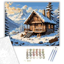 Számfestő.hu Havas Hegyi Menedék - számfestő készlet – 40×50 cm (Keretre feszítve) kreatív és készségfejlesztő