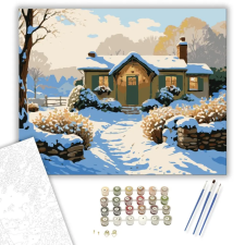 Számfestő.hu Havas Téli Menedék - számfestő készlet – 60×70 cm (Keret nélkül) kreatív és készségfejlesztő