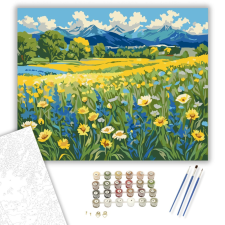 Számfestő.hu Hegyek Virágos Kertje - számfestő készlet – 40×50 cm (Keretre feszítve) kreatív és készségfejlesztő