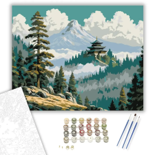 Számfestő.hu Hegyi Templom Fenyőfák Között - számfestő készlet – 60×70 cm (Keret nélkül) kreatív és készségfejlesztő