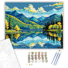 Számfestő.hu Hegyi Tó Tükröződése - számfestő készlet – 50×60 cm (Keretre feszítve) kreatív és készségfejlesztő