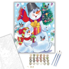 Számfestő.hu Hóember család - számfestő készlet – 40×50 cm (Keretre feszítve) kreatív és készségfejlesztő