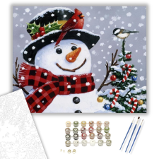 Számfestő.hu Hóember hóesésben - számfestő készlet – 40×50 cm (Keretre feszítve) kreatív és készségfejlesztő