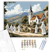 Számfestő.hu Húsvéti Falu Templom - számfestő készlet – 50×60 cm (Keret nélkül) kreatív és készségfejlesztő