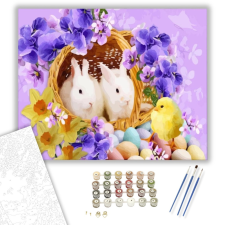 Számfestő.hu Húsvéti nyuszik - számfestő készlet – 40×50 cm (Keretre feszítve) kreatív és készségfejlesztő