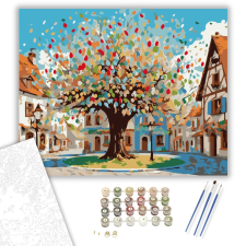 Számfestő.hu Húsvéti Tojásfa a Faluban - számfestő készlet – 40×50 cm (Keretre feszítve) kreatív és készségfejlesztő