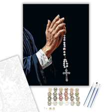 Számfestő.hu Imádkozó Kezek Rózsafüzérrel - számfestő készlet – 40×50 cm (Keretre feszítve) kreatív és készségfejlesztő