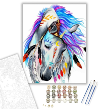 Számfestő.hu Indián ló - számfestő készlet – 40×50 cm (Keretre feszítve) kreatív és készségfejlesztő
