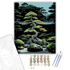 Számfestő.hu Japán Kert Bonsai Fákkal - számfestő készlet – 60×70 cm (Keret nélkül) kreatív és készségfejlesztő