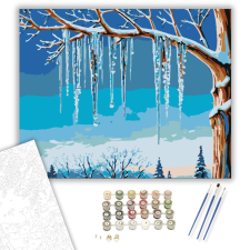 Számfestő.hu Jégcsapok Téli Harmóniája - számfestő készlet – 40×50 cm (Keretre feszítve) kreatív és készségfejlesztő