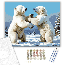 Számfestő.hu Jegesmedvék Tánca - számfestő készlet – 40×50 cm (Keretre feszítve) kreatív és készségfejlesztő