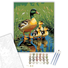 Számfestő.hu Kacsa Család a Tavon - számfestő készlet – 40×50 cm (Keretre feszítve) kreatív és készségfejlesztő