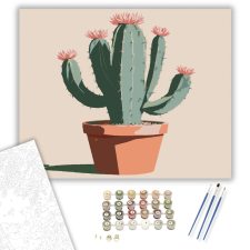 Számfestő.hu Kaktusz Terrakotta Cserépben - számfestő készlet – 40×50 cm (Keretre feszítve) kreatív és készségfejlesztő