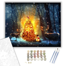 Számfestő.hu Karácsony az erdőben - számfestő készlet – 40×50 cm (Keretre feszítve) kreatív és készségfejlesztő