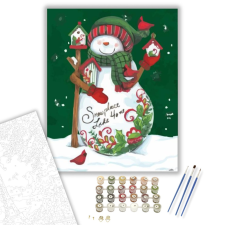 Számfestő.hu Karácsonyi hóember - számfestő készlet – 40×50 cm (Keretre feszítve) kreatív és készségfejlesztő