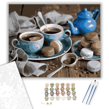 Számfestő.hu Kávé Macaron - számfestő készlet – 40×50 cm (Keretre feszítve) kreatív és készségfejlesztő