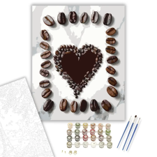 Számfestő.hu Kávészem Szív Márványlapon - számfestő készlet – 60×70 cm (Keretre feszítve) kreatív és készségfejlesztő