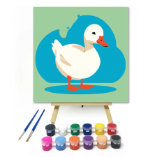 Számfestő.hu Kedves liba - gyerek számfestő készlet – 40×40 cm (Keretre feszítve) kreatív és készségfejlesztő