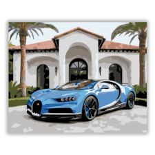 Számfestő.hu Kék Bugatti Chiron a Modern Villánál - számfestő készlet kreatív és készségfejlesztő