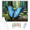 Számfestő.hu Kék Morpho Pillangó Erdőben - számfestő készlet – 60×70 cm (Keretre feszítve)