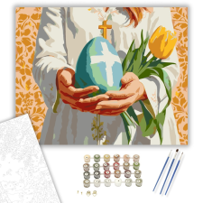 Számfestő.hu Keresztény Húsvéti Tojás Tulipánokkal - számfestő készlet – 40×50 cm (Keretre feszítve) kreatív és készségfejlesztő