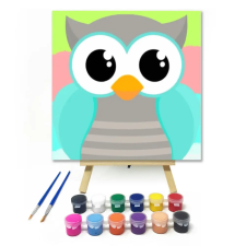 Számfestő.hu Kicsi Bagoly - gyerek számfestő készlet – 50×50 cm (Keret nélkül) kreatív és készségfejlesztő